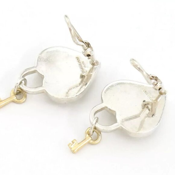 Tiffany & Co. Heart Key Padlock Clip-On Earrings Silver 925 & 18k Gold 750 Auth - Picture 11 of 16